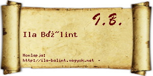 Ila Bálint névjegykártya